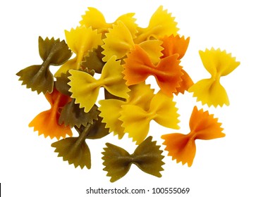 Pile of Tri Color Farfalle pasta isolated on white background - Powered by Shutterstock