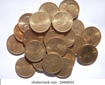 Pile Of United States Sacagawea Dollars