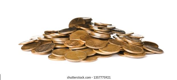 Pile Of US Coins Isolated On White