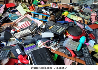 Pile Of Used Electronic And Housewares Waste Division Broken Or Damage For Reuse And Recycle