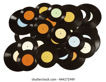 Pile Of Vinyl Records, Isolated On White