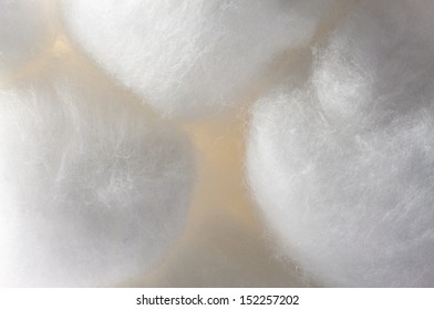 Pile Of White Cotton Balls Texture Close Up Background
