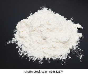 Pile Of White Powder On Black Background