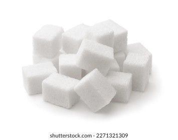 Pile of white refined sugar cubes isolated on whit - Powered by Shutterstock