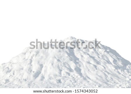Pile of white snow on a white background. Snow hill
