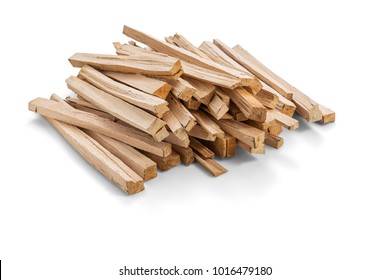 A pile of wood fire for kindling on white background, Clipping Path