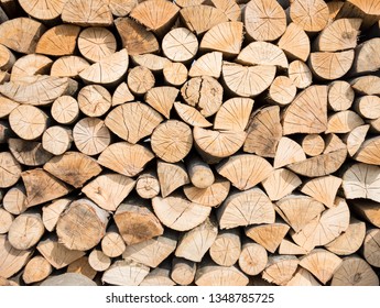 Pile of wood logs ready for winter. Wood logs texture background - Shutterstock ID 1348785725