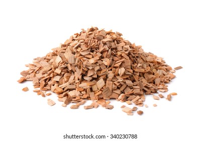 Pile Of Wood Smoking Chips Isolated On White