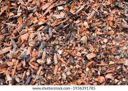 Pile of woodchips, detail, feedstock for a biomass power plant