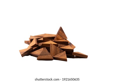 A Pile Of Wooden Triangle Cut Out