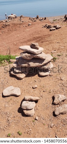 Piled rocks at north cape pei canada 