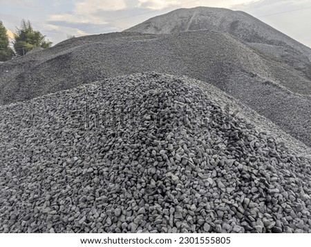 piles of crushed stone for construction Industry use.