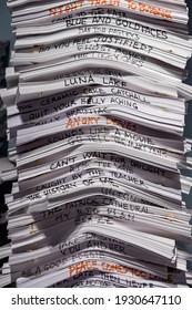 Piles Of Movie Scripts On A Table, Los Angeles, March, 2017