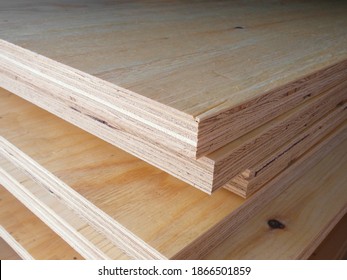 Piles Of Pine Plywood Lie On Top Of Each Other