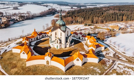Pilgrimage Church of St John of Nepomuk at Zelena Hora,Czech republic, is the masterpiece of architect Santini Aichl.Czech cultural heritage and UNESCO World heritage monument.Baroque Gothic in Europe