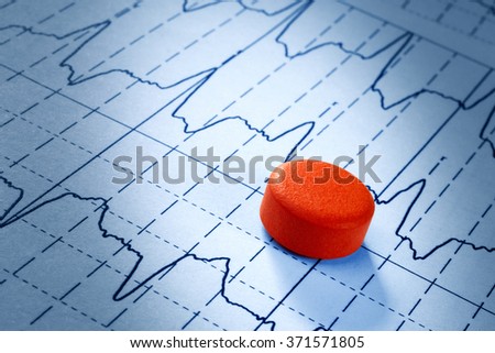 pill on the cardiogram background