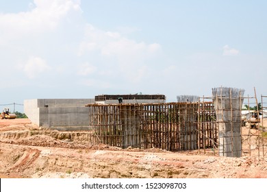 Pillars Of Bridge Under Contruction