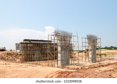 Pillars Of Bridge Under Contruction