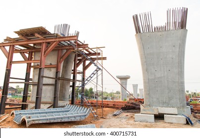 Pillars of bridge under contruction