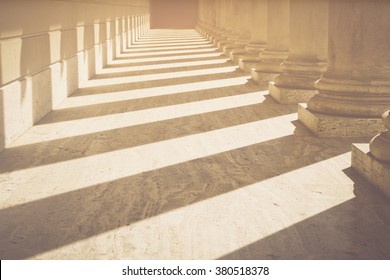 Pillars To A Courthouse With Vintage Style Filter