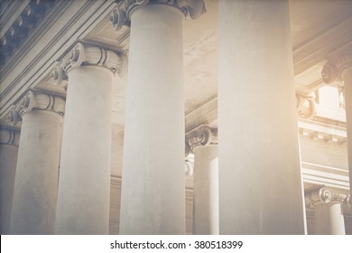 Pillars To A Courthouse With Vintage Style Filter