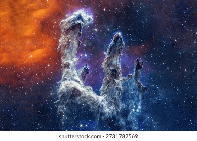 Pillars of creation in vibrant color. Elements of this image furnished by NASA