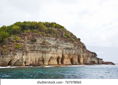 The Pillars Of Hercules In Antigua, Below The Waterline Is A Famous Diving And Snorkelling Spot.