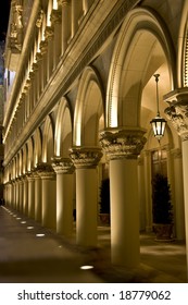 Pillars outside the luxurious Venetian hotel