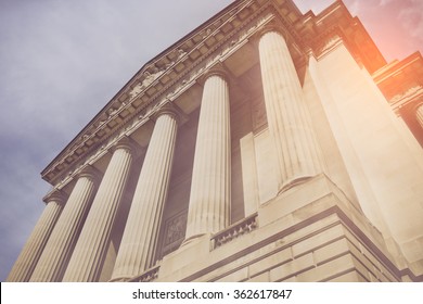 Pillars and Stairs to a Courthouse with Vintage Style Filter - Shutterstock ID 362617847