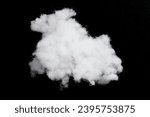 Pillow fluff isolated on black. White fluffy background. Pillow filling isolated on black. Object cutout.