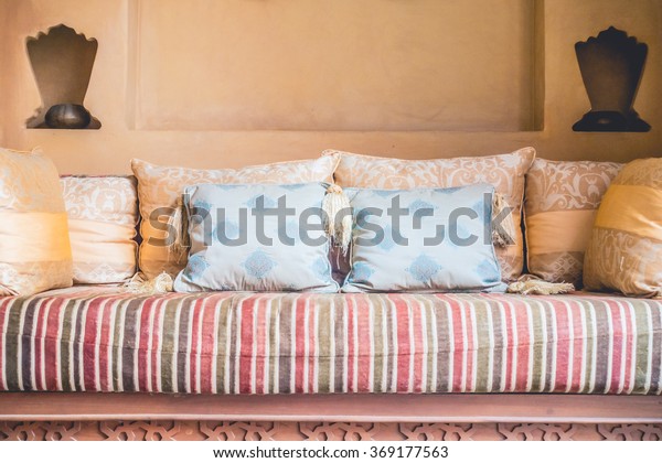 Pillow On Sofa Decoration Interior Morocco Stock Photo Edit