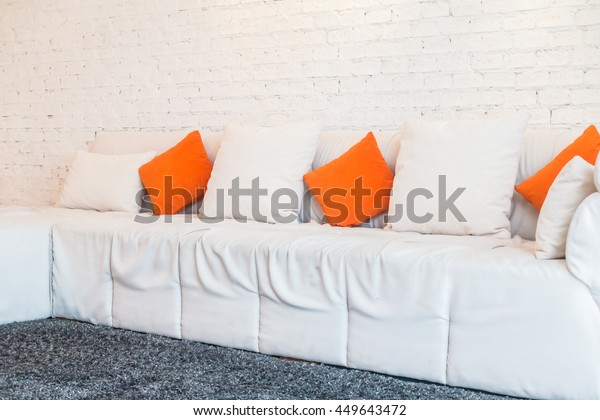 Pillow On White Sofa Decoration Living Stock Photo Edit Now