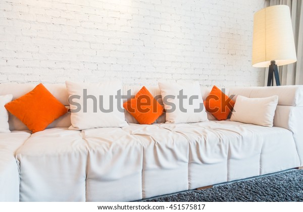 Pillow On White Sofa Decoration Living Stock Photo Edit Now