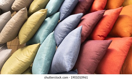pillows background stack of different colorful cushion