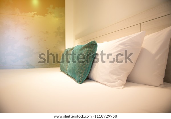 Pillows On Comfortable Soft Pillows On Stock Photo Edit Now