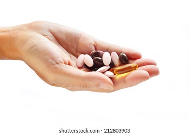 Pills in the hand for the tress modern lifestyle.