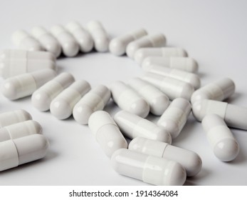 Pills medicine, vitamin or dietary supplements close-up as background   