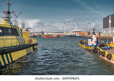 Pilot ships in Esbjerg harbor, Denmark