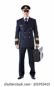 A Pilot In Uniform On A White Background