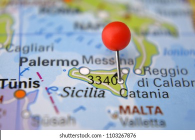 Pin In Catania On Map, Italy