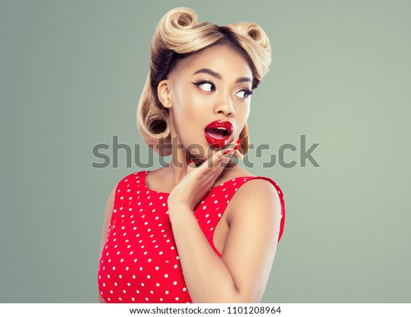 Pin Girl Vintage Afro African Beautiful Stock Photo Edit Now 1101208964