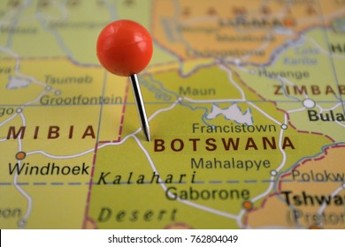 Pin Marked Botswana, Africa