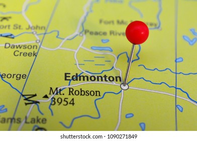 Pin Marked City Of Edmonton On Map - CANADA