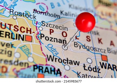 Pin Marked City Poznan On Map In Poland