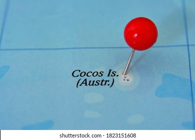 Pin Marked Coco Island On Map, Australia