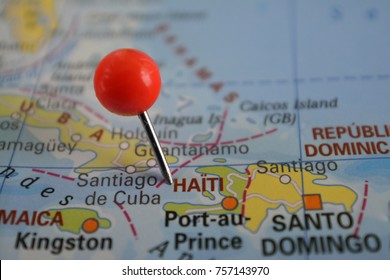 Pin Marked Haiti On Map