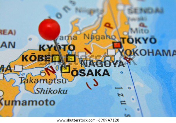 일본 오사카에 표시된 핀