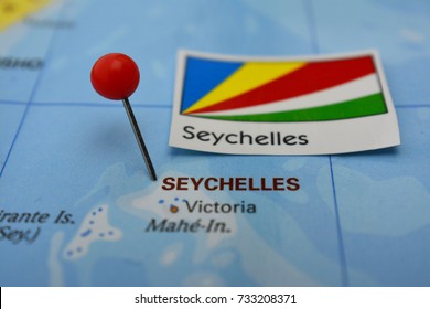 Pin Marked Seychelles On Map
