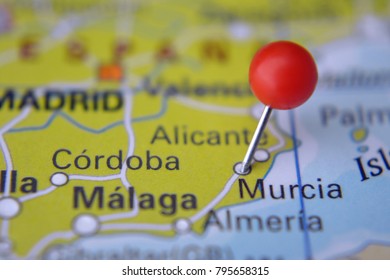 Pin In Murcia On Map, Spain