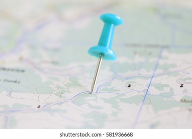 Pin on route map. 